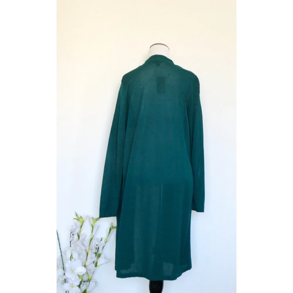NEW! J Jill Wearever Collection Open Front Long Cardigan Emerald Green SZ M